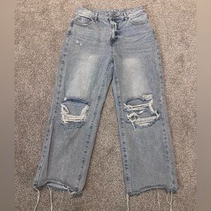 SHEIN Distressed Baggy Light Blue Women's Jeans